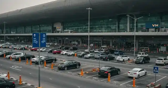 Luxury SUV driving through Dubai skyline